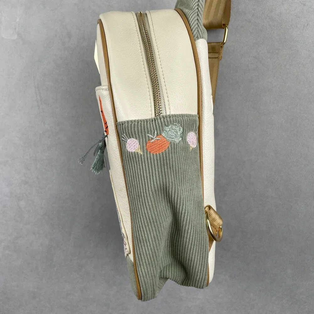 Disney BoxLunch Winnie the‎ Pooh Picnic Sling Bag Green Corduroy Cream Backpack